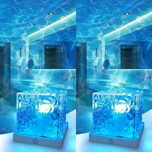 Rechargeable Waterproof Shower Light – 16 Color Ocean Wave Projector, Dimmable Rotating Water Ripple Lamp with Remote Control for Bathroom, Shower & Bedroom Decor