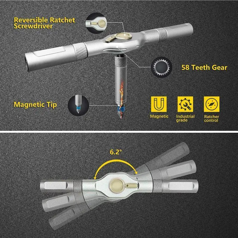 Magnetic Ratcheting Screwdriver Set – S2 Steel Precision Repair Kit with Interchangeable Bits for Furniture Assembly, Home Maintenance & DIY Projects