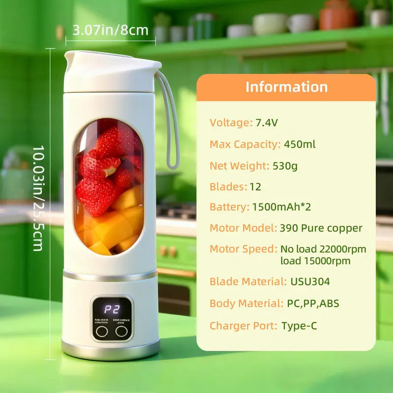 Portable USB Rechargeable Blender with Leakproof Design, Mini Personal Smoothie Maker for Travel, Gym, Home & On-the-Go Drinks