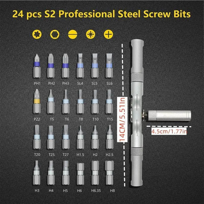 Magnetic Ratcheting Screwdriver Set – S2 Steel Precision Repair Kit with Interchangeable Bits for Furniture Assembly, Home Maintenance & DIY Projects