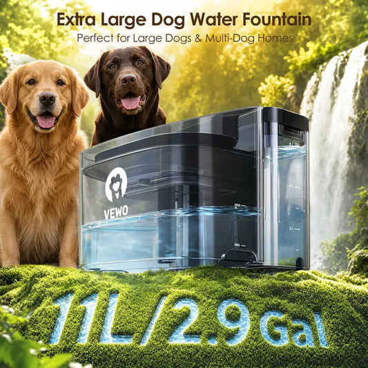 11L Large Dog Water Fountain – Automatic Drinking Water Dispenser with 5L Bowl & 6L Reserve Tank, Anti-Spill Design, Multi-Layer Filtration, Ultra-Quiet & BPA-Free