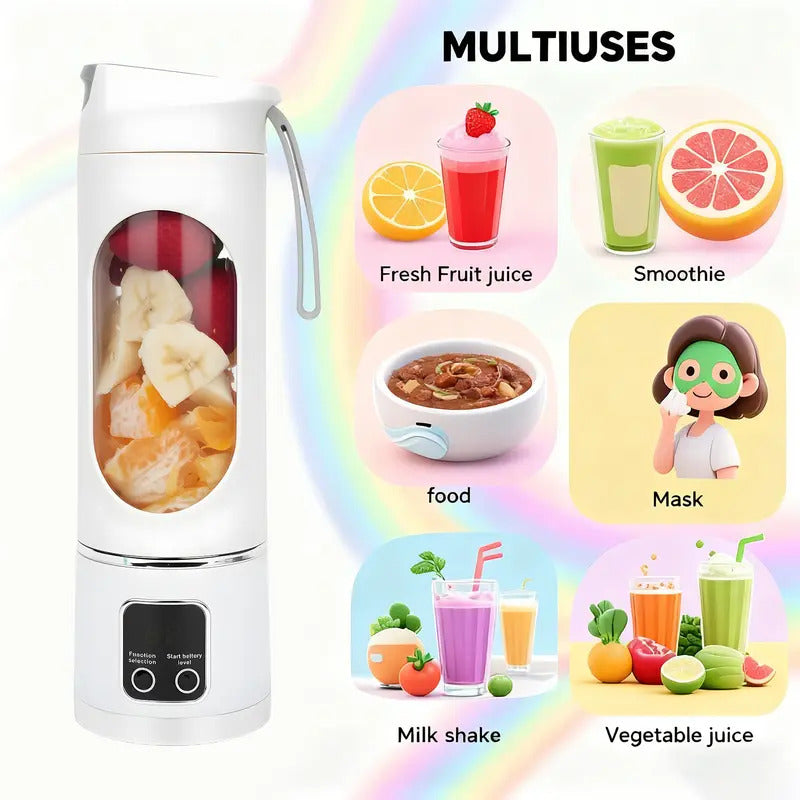 Portable USB Rechargeable Blender with Leakproof Design, Mini Personal Smoothie Maker for Travel, Gym, Home & On-the-Go Drinks