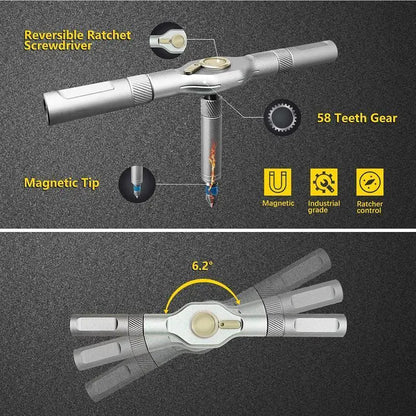 Magnetic Ratcheting Screwdriver Set – S2 Steel Precision Repair Kit with Interchangeable Bits for Furniture Assembly, Home Maintenance & DIY Projects