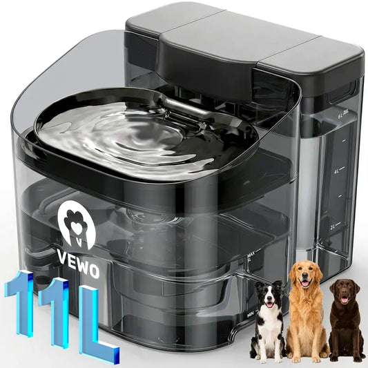 11L Large Dog Water Fountain – Automatic Drinking Water Dispenser with 5L Bowl & 6L Reserve Tank, Anti-Spill Design, Multi-Layer Filtration, Ultra-Quiet & BPA-Free