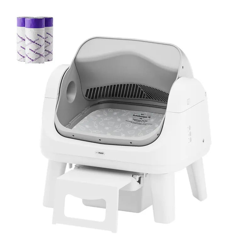 Automatic Self-Cleaning Cat Litter Box – Open-Top Hands-Free Design with Easy-Entry Front Step, Triple Safety Protection & No App Required for Convenient Pet Care