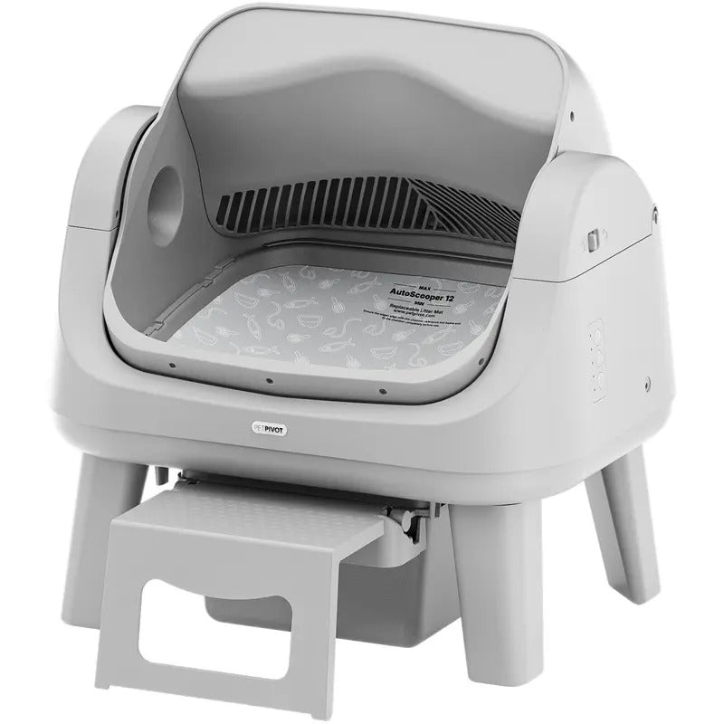 Automatic Self-Cleaning Cat Litter Box – Open-Top Hands-Free Design with Easy-Entry Front Step, Triple Safety Protection & No App Required for Convenient Pet Care