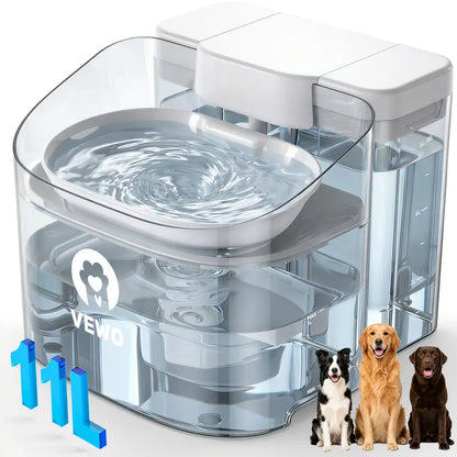 11L Large Dog Water Fountain – Automatic Drinking Water Dispenser with 5L Bowl & 6L Reserve Tank, Anti-Spill Design, Multi-Layer Filtration, Ultra-Quiet & BPA-Free